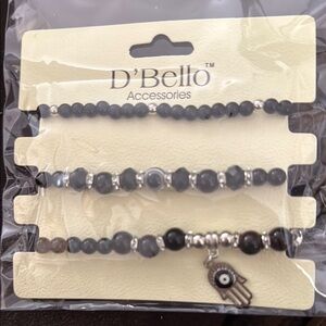 D'Bello Black Beaded Bracelet Set
